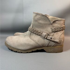 Teva Delavina Suede Ankle Boots Booties Womens 9 Tan Bison Side Zip Western